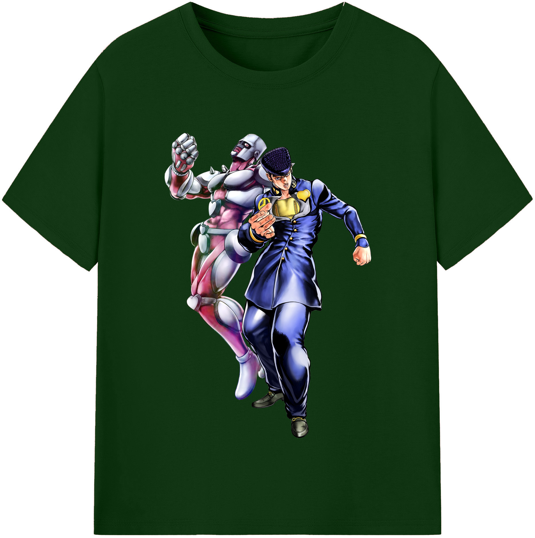 （画像用） ジョジョの奇妙な冒険 ひがしかた じょうすけ JoJo's Bizarre Adventure Higashikata Josuke 綿100％半袖Tシャツ（フロントプリント）